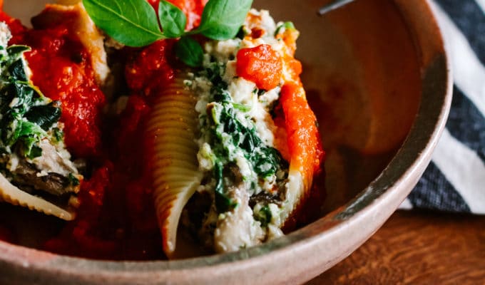 vegan stuffed lasagna shells